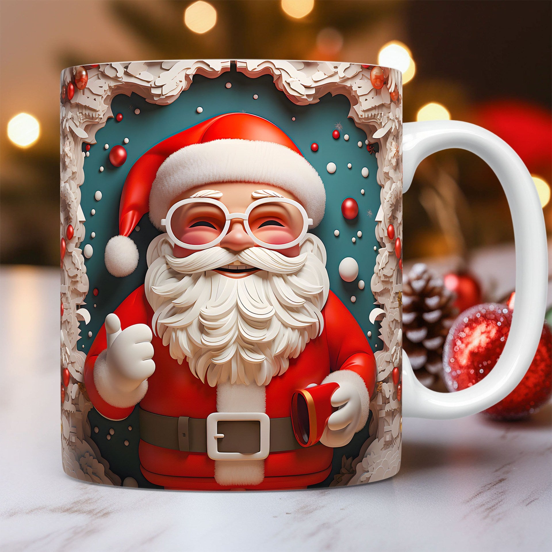 Spoondec 3D Festive Christmas Ceramic Mug & Coffee Cup